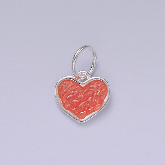 Mini Pink Sterling Silver Heart Charm for Minimalist Jewelry Necklace Bracelet Charm for Jewelry Making Supply SL424