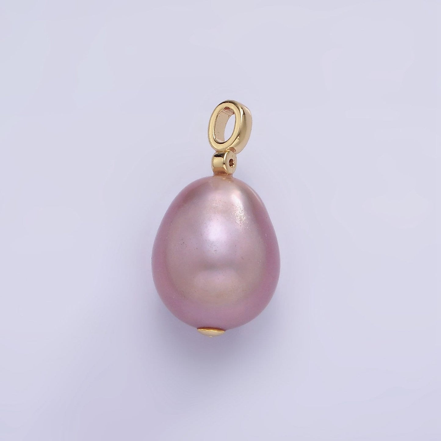 14K Gold Filled Purple Pearl Clear CZ Bail 19mm | P-1692