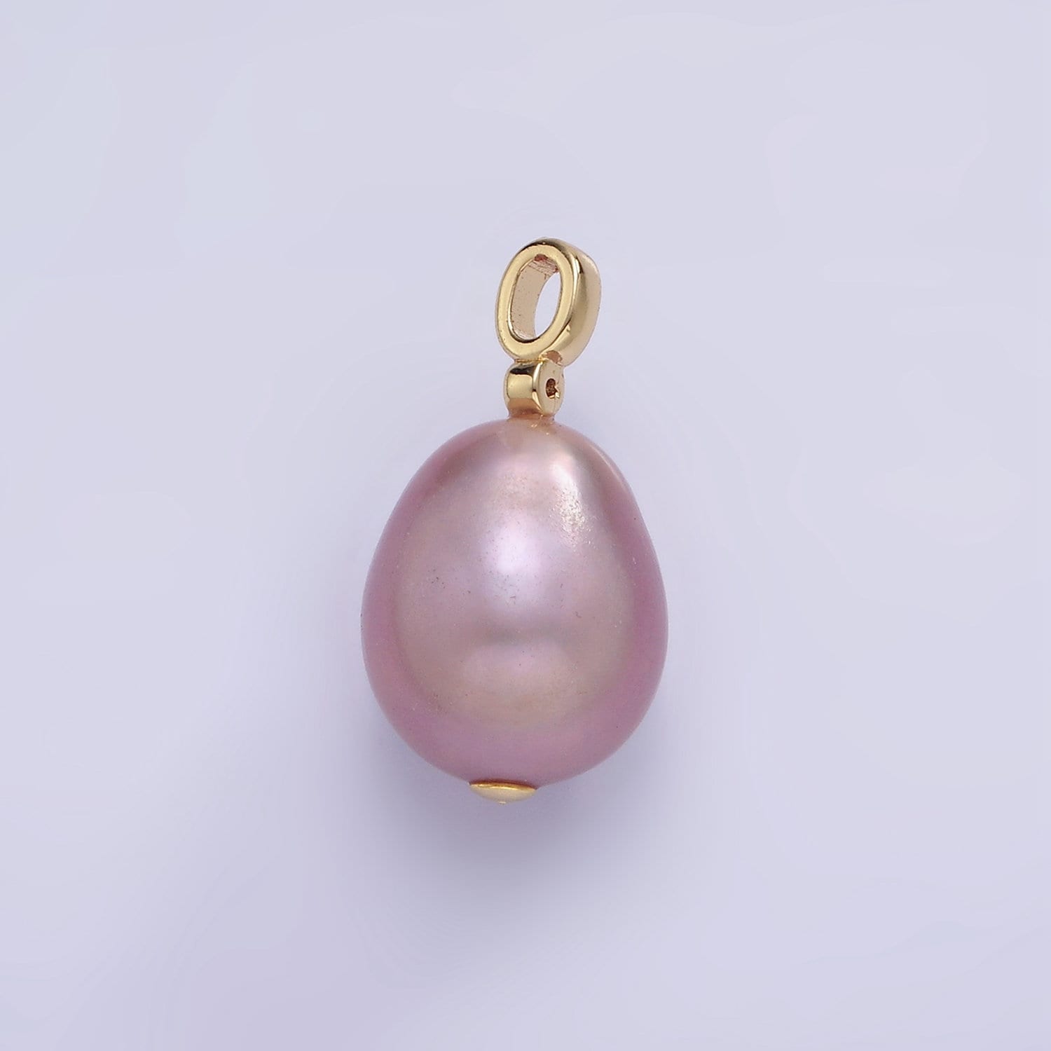 14K Gold Filled Purple Pearl Clear CZ Bail 19mm | P-1692