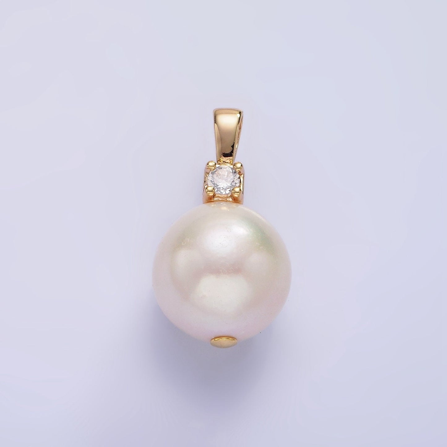14K Gold Filled Pearl Clear, Green and Fuchsia CZ Bail 19mm | P-1694~P-1695