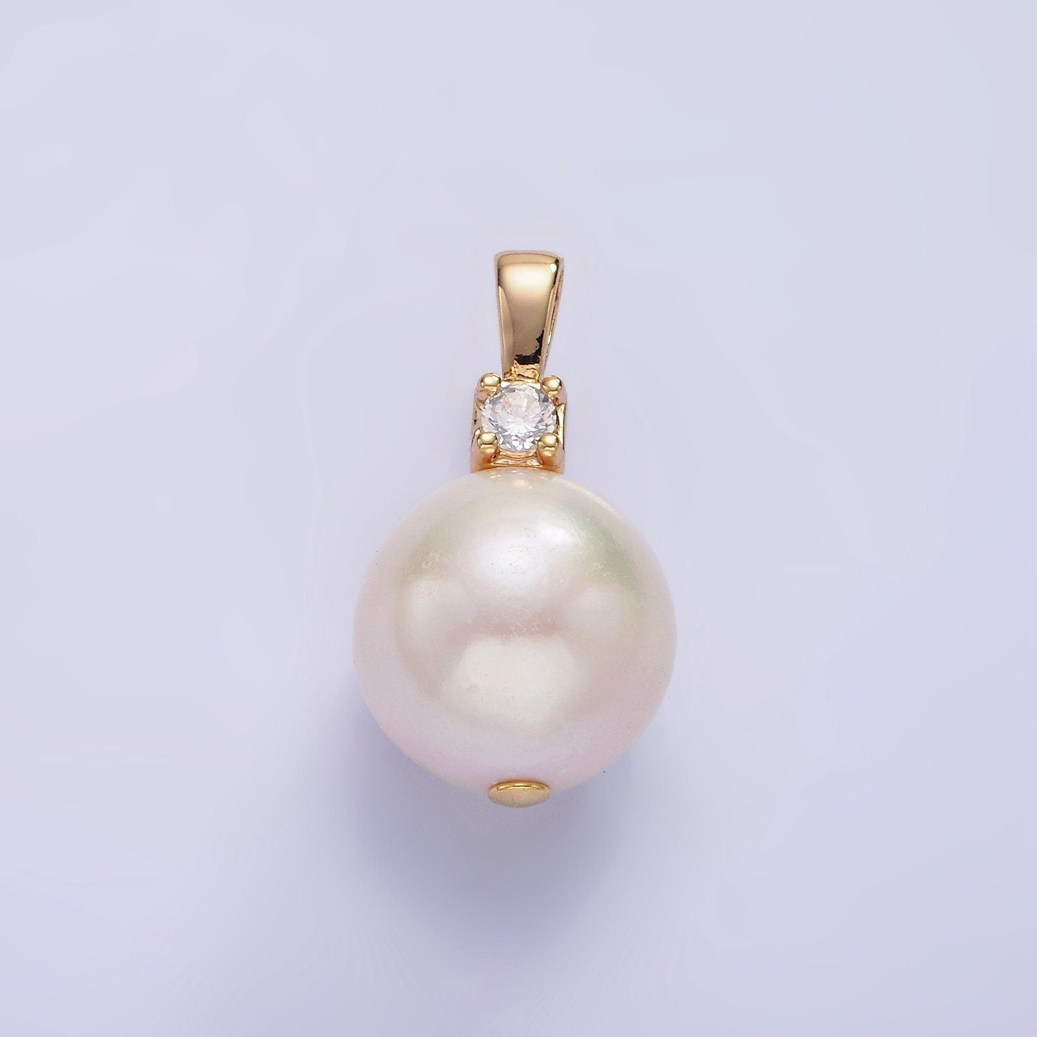 14K Gold Filled Pearl Clear, Green and Fuchsia CZ Bail 19mm | P-1694~P-1695