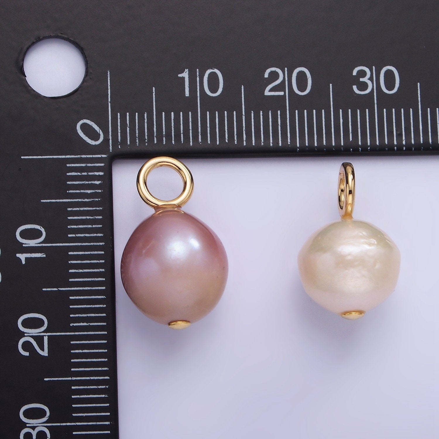 14K Gold Filled Pearl White, Light pink with Gold and Silver Bail | P-1690~P-1691