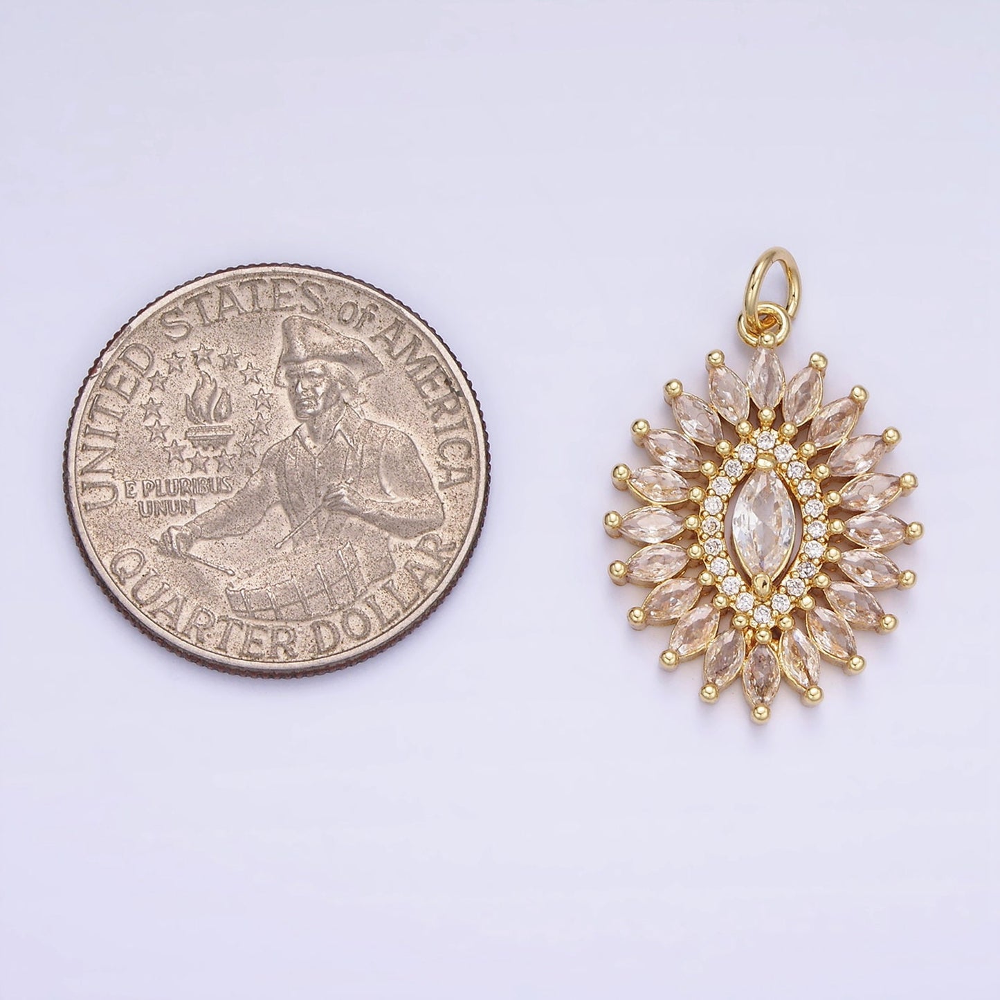 14k Gold Filled Cubic Zirconia Starbursting Pendant | AG-630