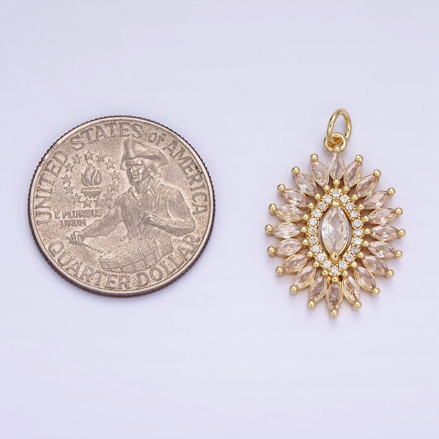 14k Gold Filled Cubic Zirconia Starbursting Pendant | AG-630