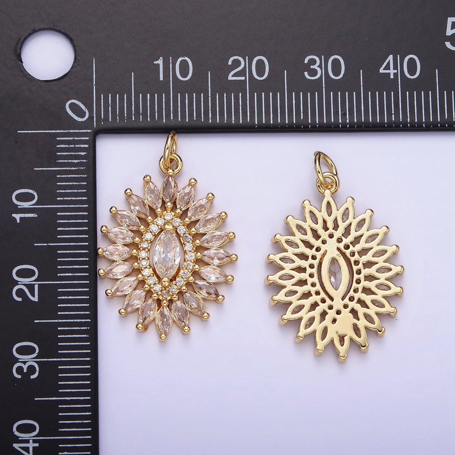 14k Gold Filled Cubic Zirconia Starbursting Pendant | AG-630