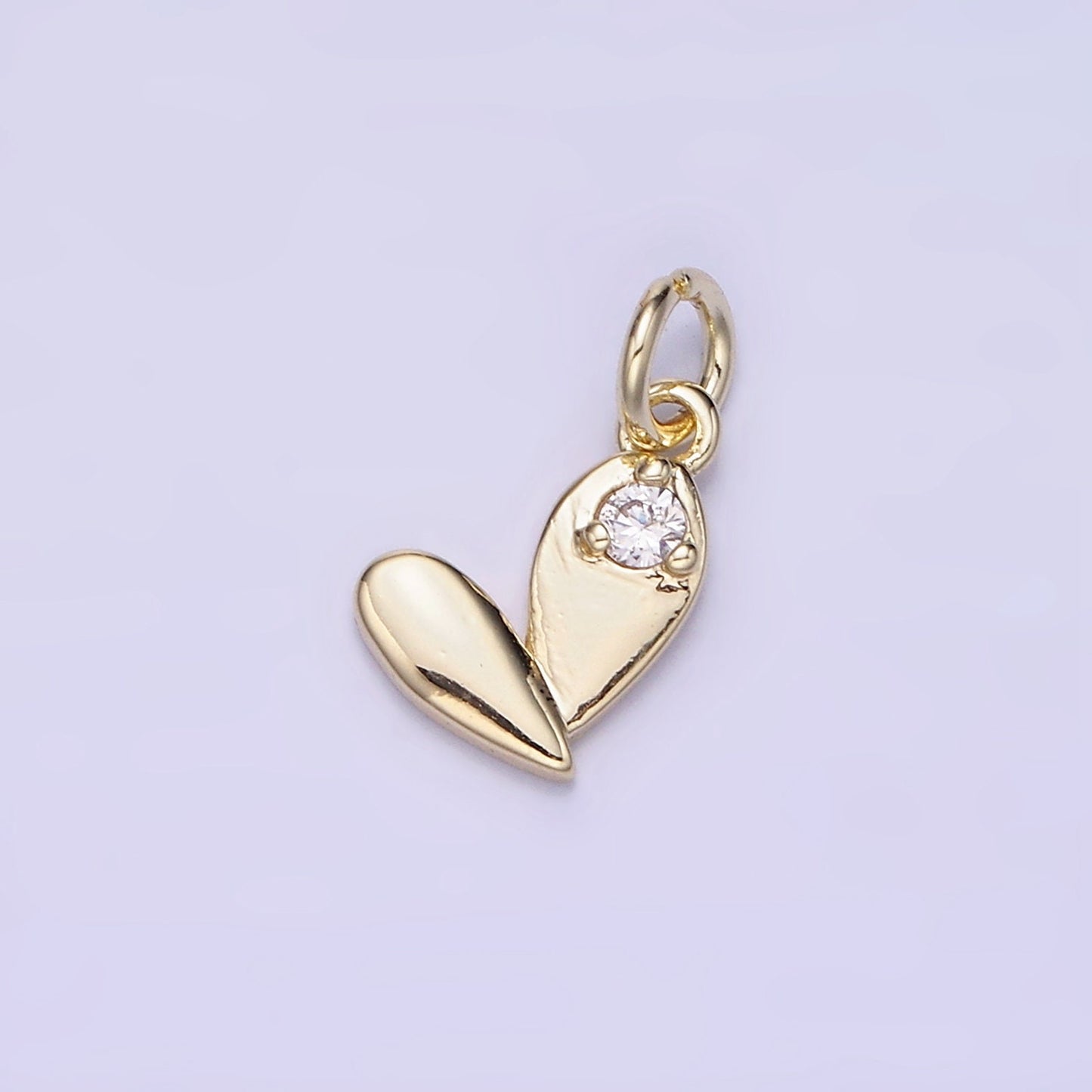 Gold Mini Heart CZ Clear Stone Pendant, Add on Charm Dainty Crystal Cz Stone for Necklace Bracelet Supply | AG661