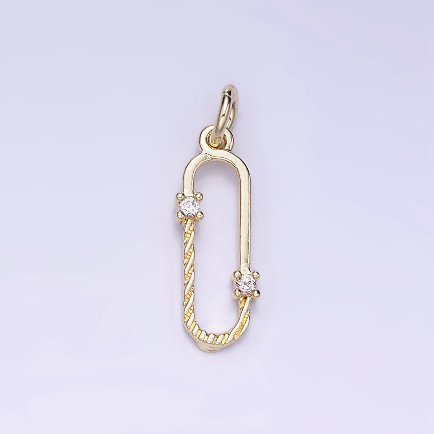 Daity Gold Cz Oval Geometric Charm for Necklace Bracelet Supply AG-657
