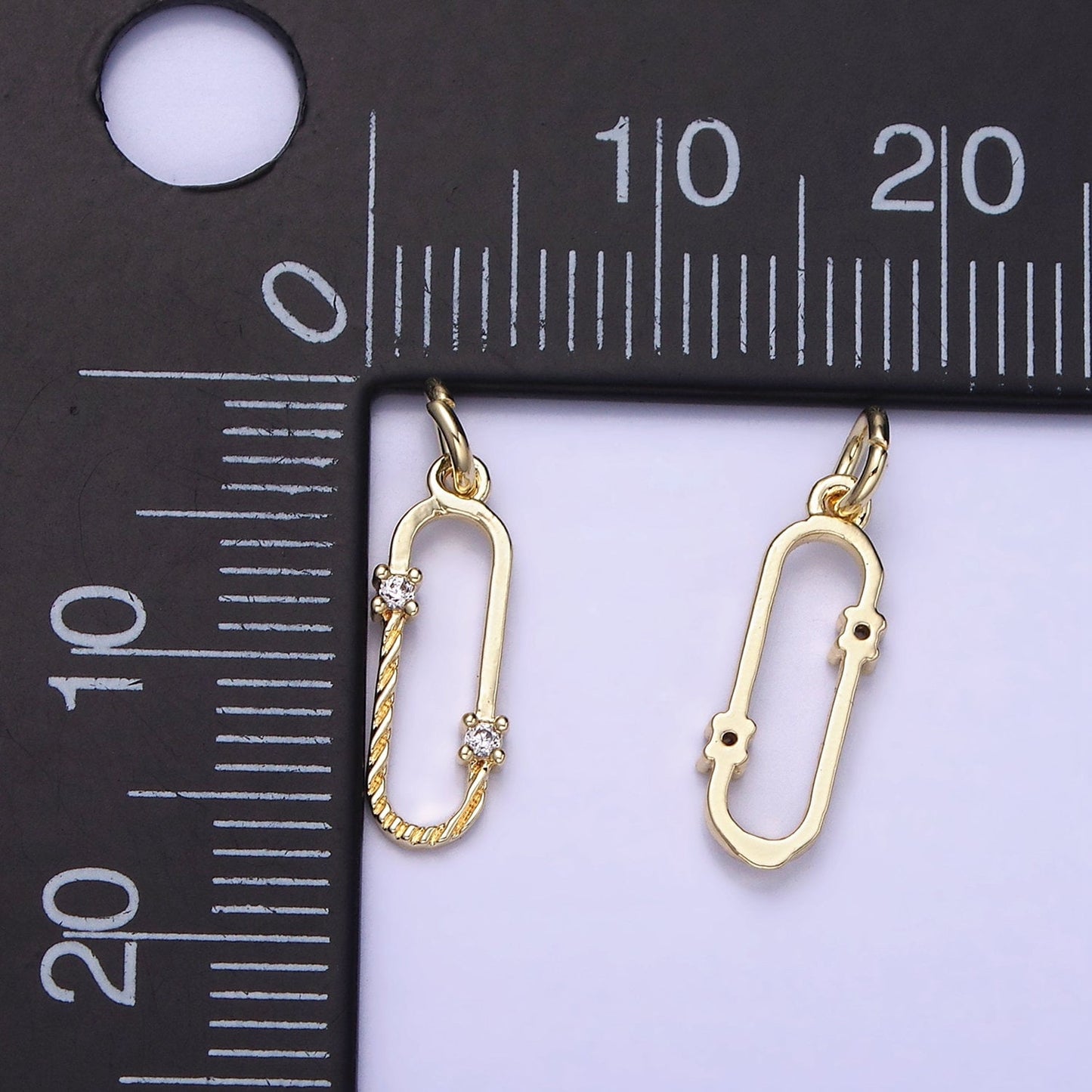 Daity Gold Cz Oval Geometric Charm for Necklace Bracelet Supply AG-657