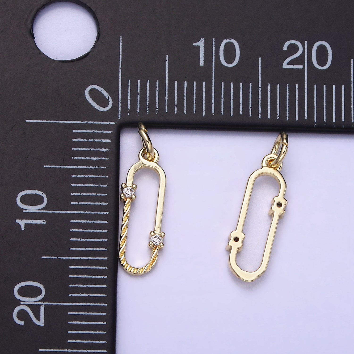 Daity Gold Cz Oval Geometric Charm for Necklace Bracelet Supply AG-657