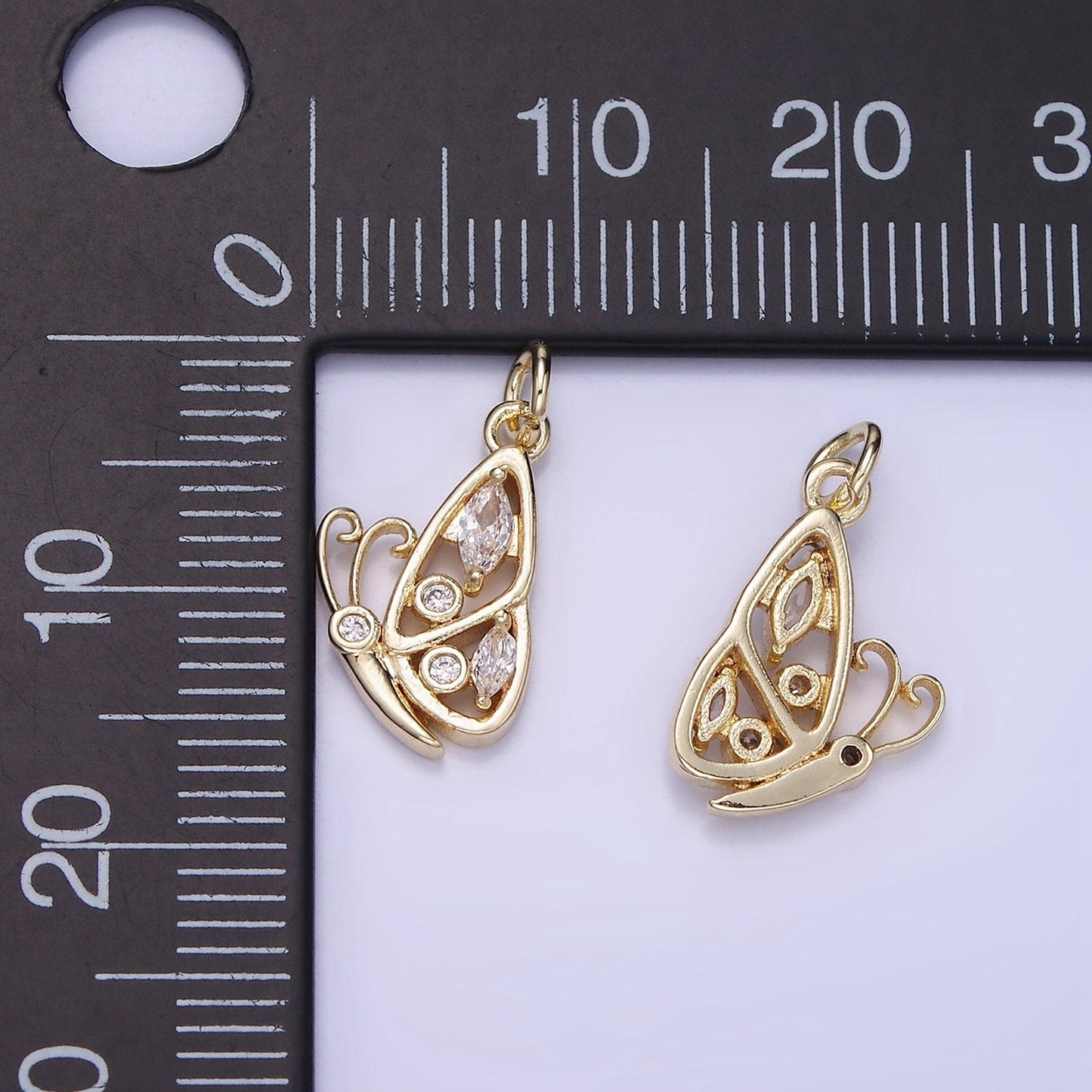 Mini 14k Gold Filled Micro Pave Butterfly Charm, Cubic Zirconia Mariposa Pendant Charm, Charm, For DIY Jewelry AG659