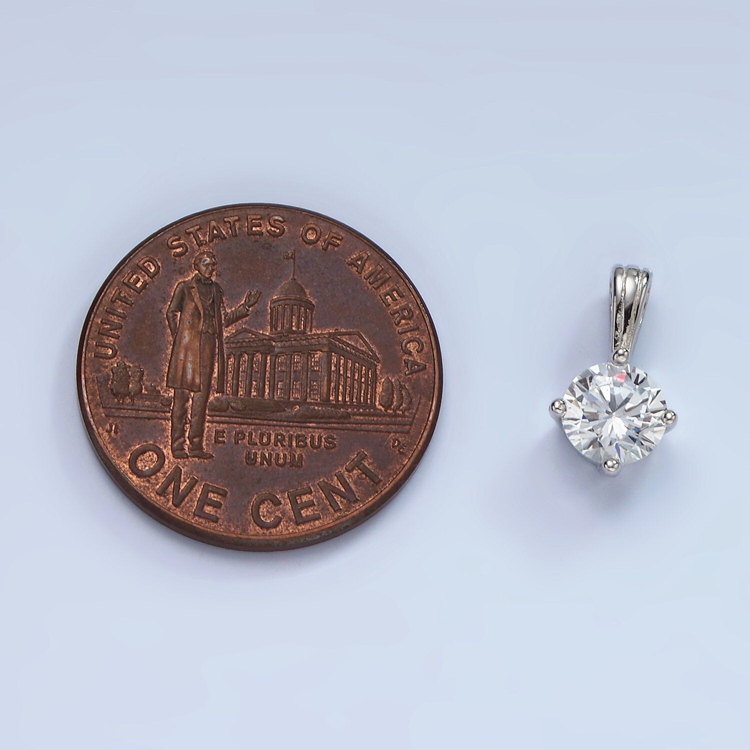 S925 Sterling Silver CZ Clear Round Solitaire Minimalist Pendant | SL-449