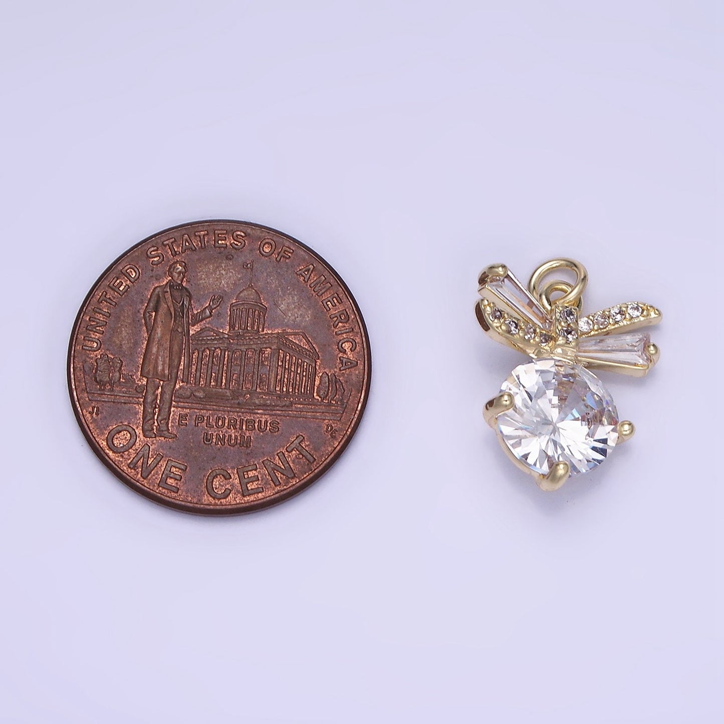 14K Gold Filled Round Bowknot Y2K Charm 10.1mm | AG-677