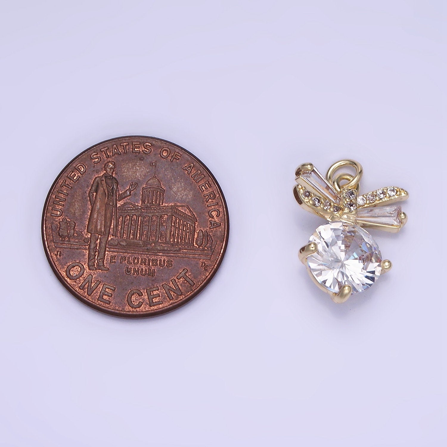 14K Gold Filled Round Bowknot Y2K Charm 10.1mm | AG-677