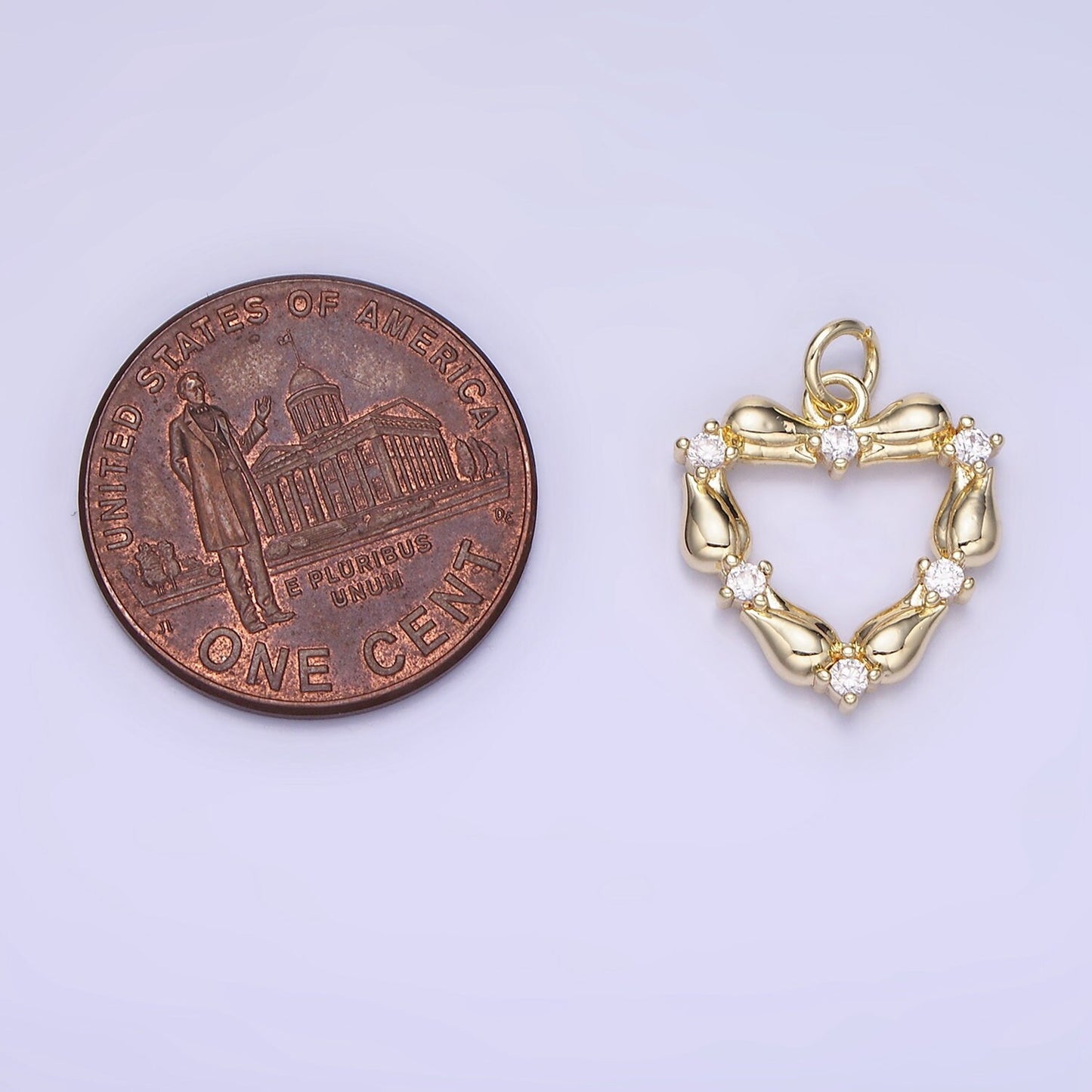 14K Gold Filled CZ Heart Charm | AG-664