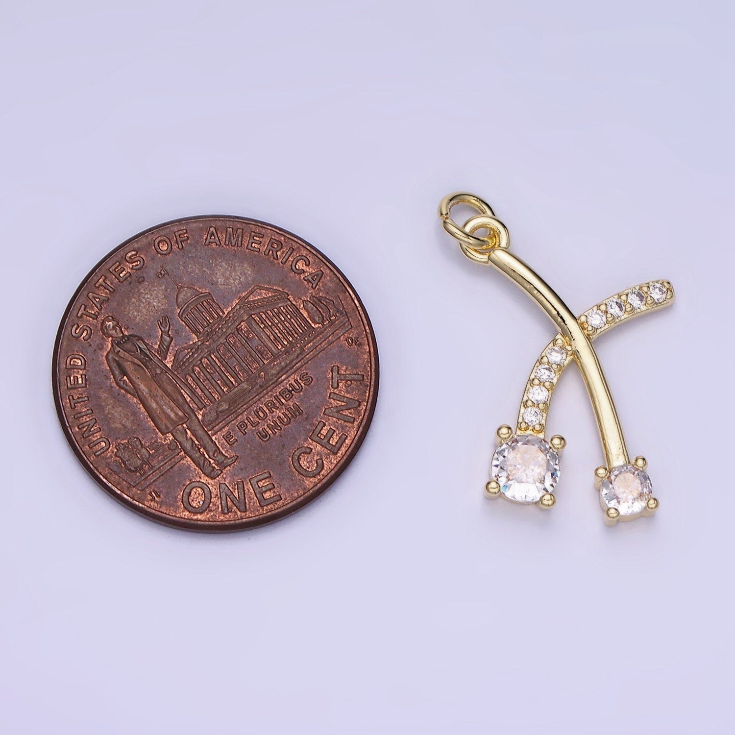 14K Gold Filled X Charm CZ 18mm | AG-654
