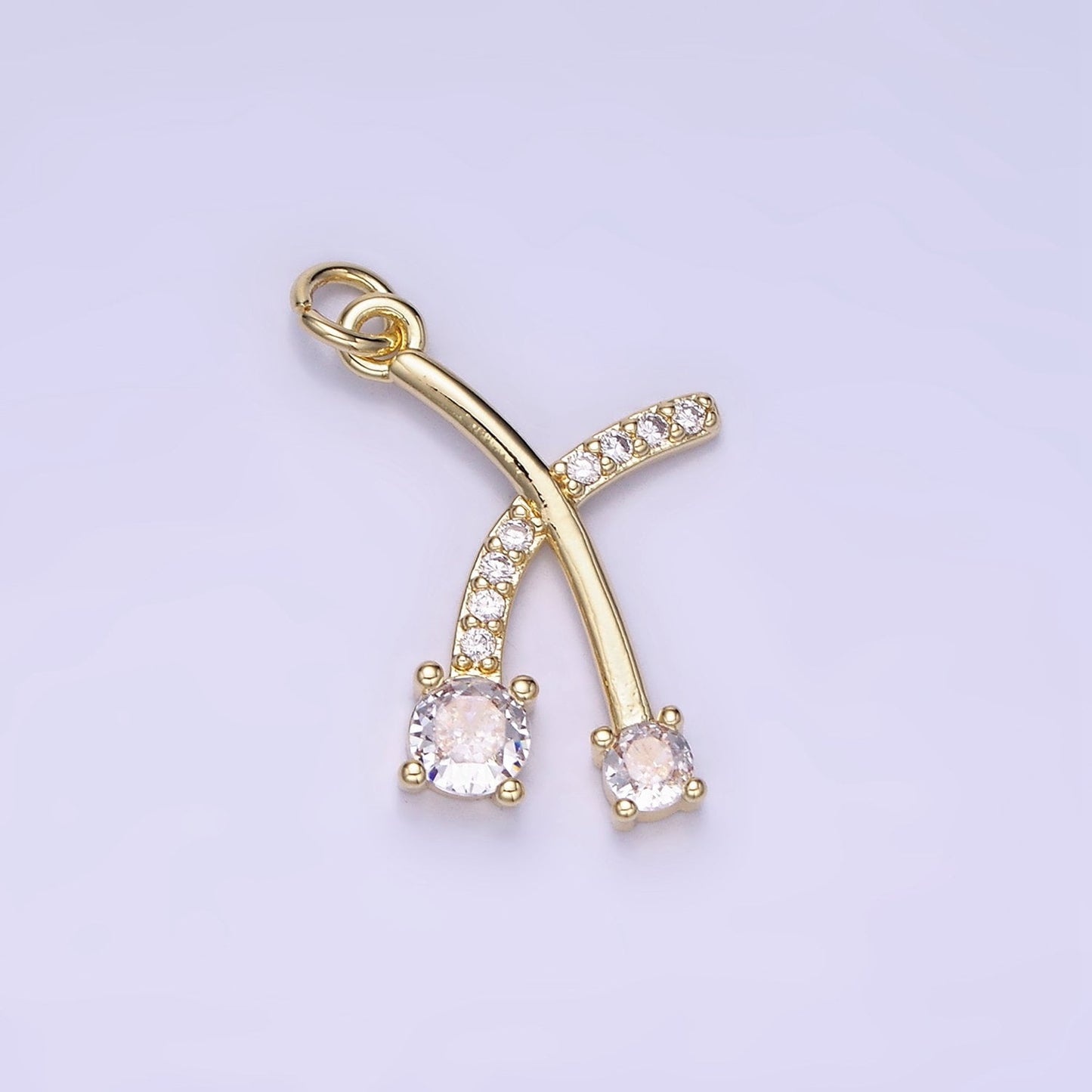 14K Gold Filled X Charm CZ 18mm | AG-654