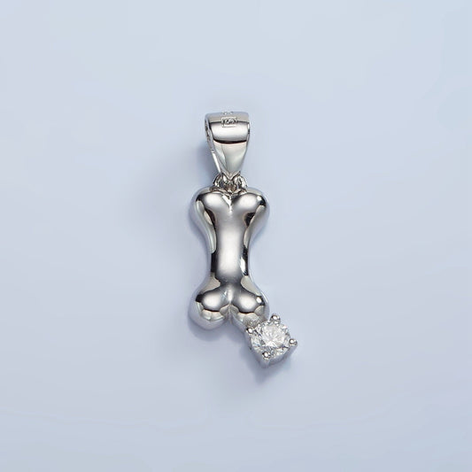 S925 Sterling Silver Pet Dog Bone CZ Pendant for Animal Bracelet Necklace Earring Jewelry Inspired| SL-455
