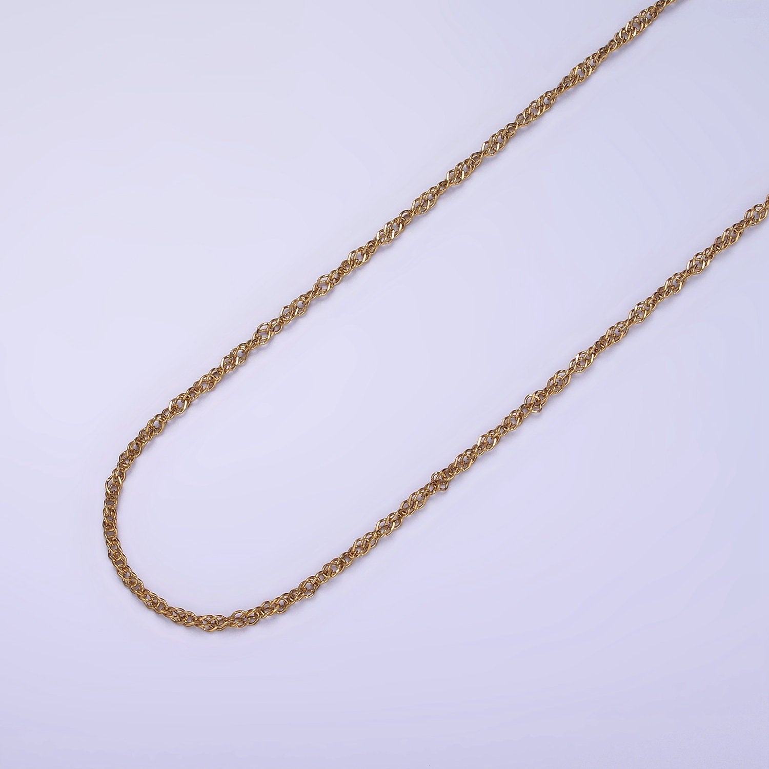 Stainless Steel 14K Gold Plated Singapore Necklace Chain, Perfect for Pendant Necklace, 1467