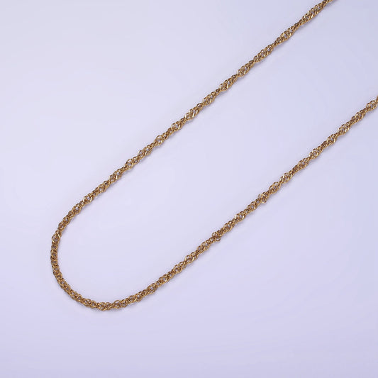 Stainless Steel 14K Gold Plated Singapore Necklace Chain, Perfect for Pendant Necklace, 1467