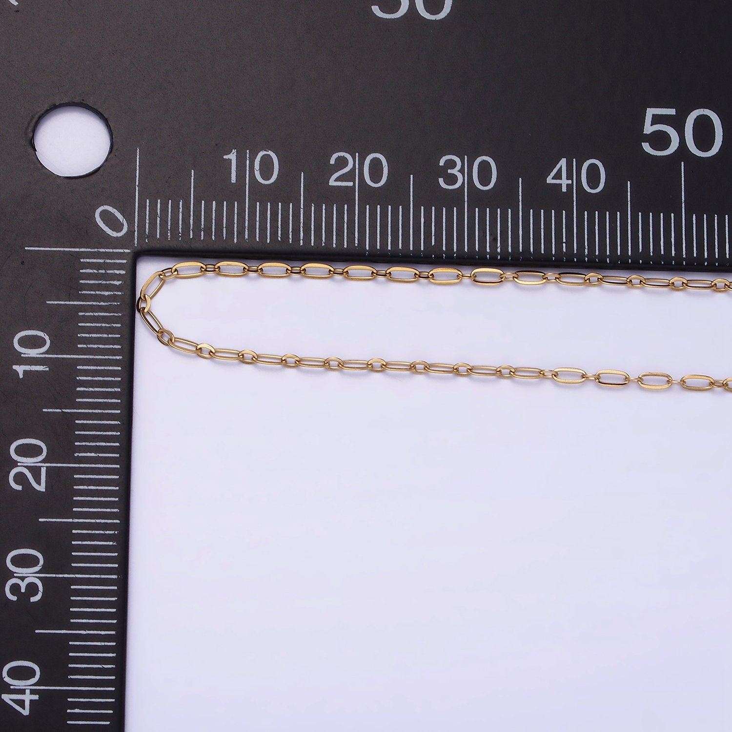 Gold Stainless Steel Rolo Cable Paperclip Chain by Yard, Link Cable Elongate Chain, Wholesale bulk Roll Chain Jewelry Making, 234