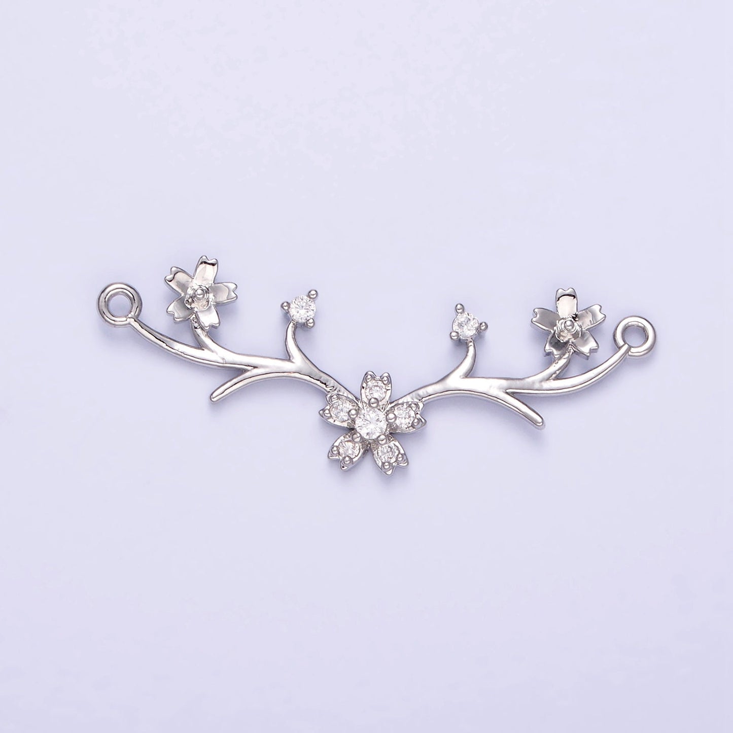 14K Gold Filled Flower Nature Branch CZ Curved Connector in Gold & Silver | G282
