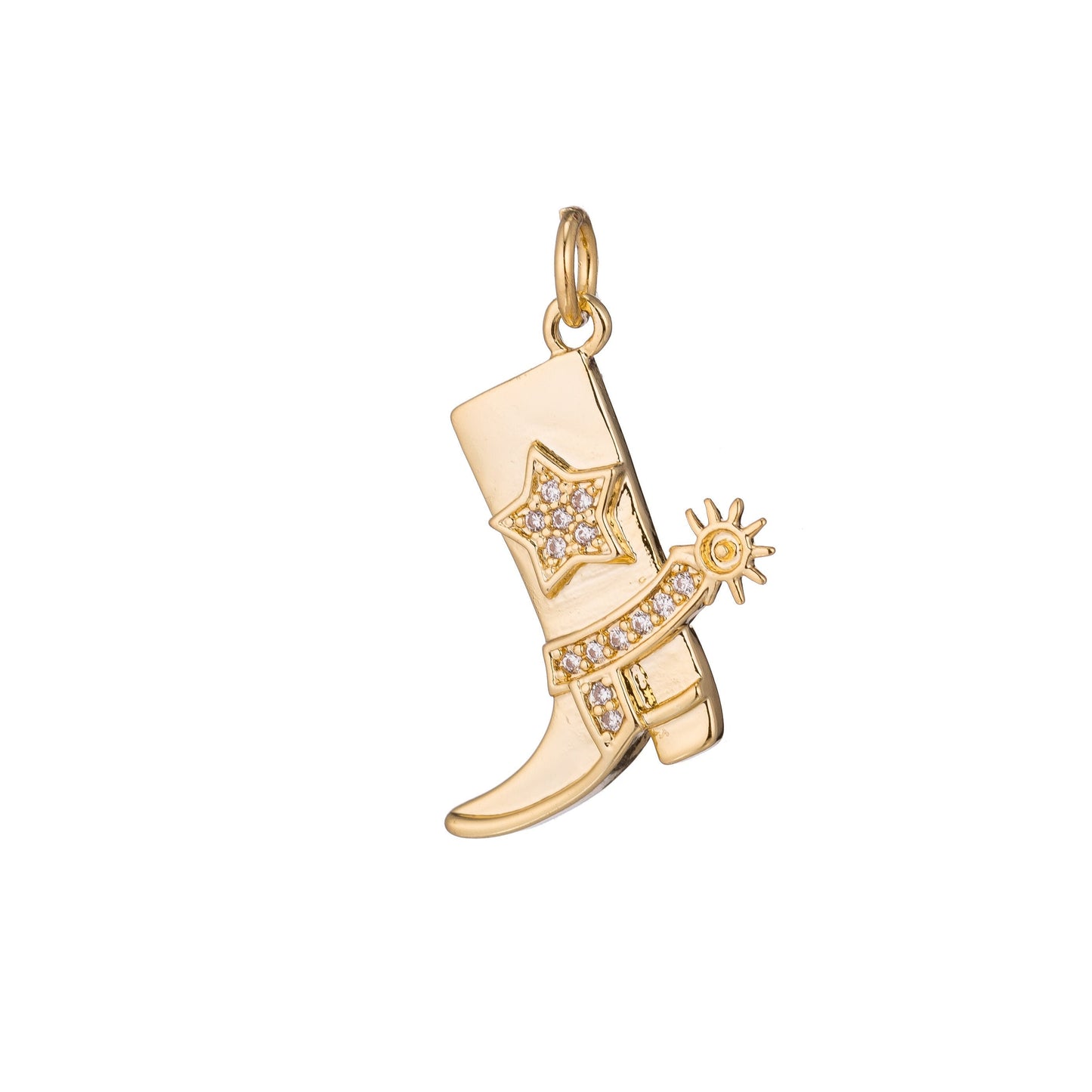 24k Gold Filled Micro Paved CZ Star Texas Cowboy Boots Charm in Gold, Silver, Black Cowgirl Ranch Inspired | C-247