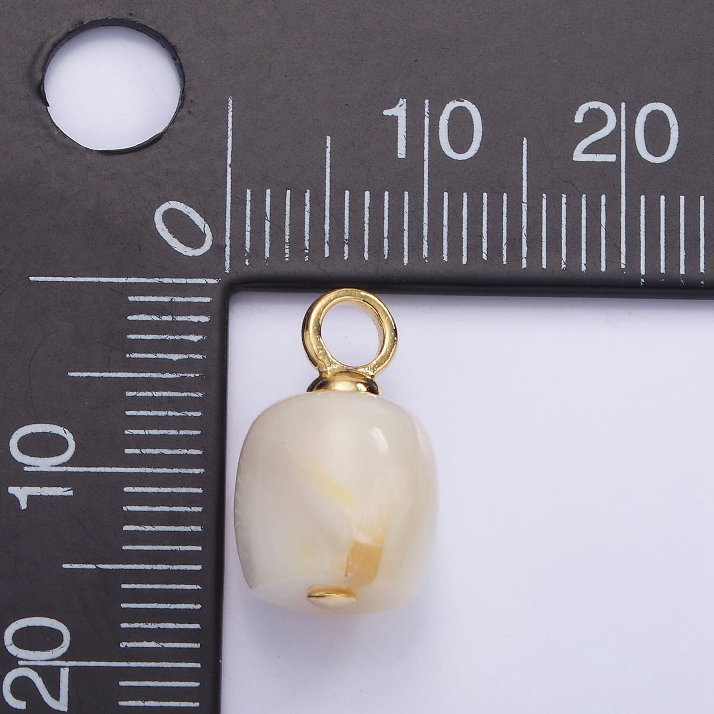 14K Gold Filled White Shell Pearl barrel drum Drop Pendant for Minimalist Jewelry Making Supply | P1697