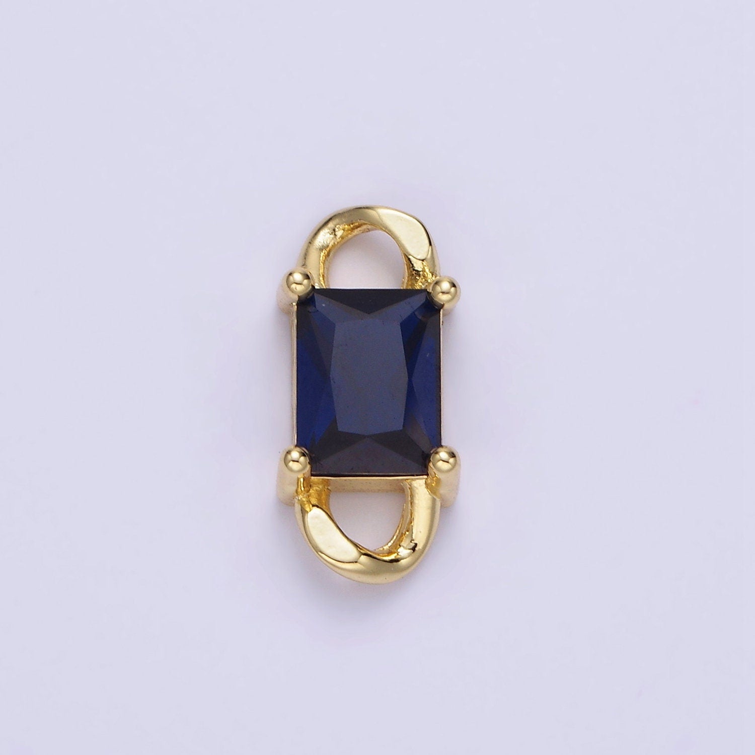 Tiny Rectangle CZ Connector Charm for Necklace Bracelet Birthstone Gold Link Connector for DIY Jewelry making Craft Supplies G274