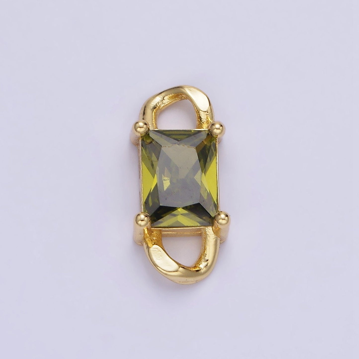 Tiny Rectangle CZ Connector Charm for Necklace Bracelet Birthstone Gold Link Connector for DIY Jewelry making Craft Supplies G274
