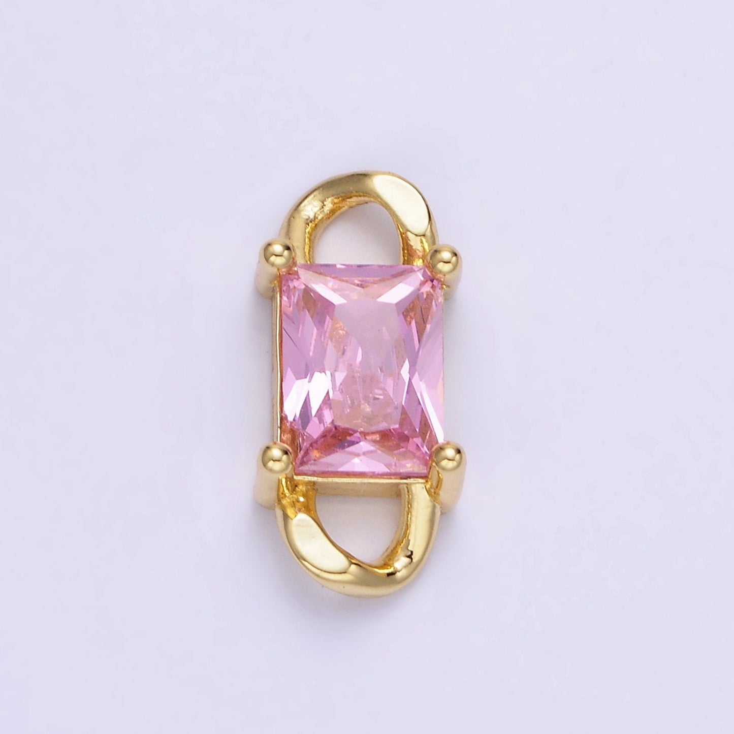 Tiny Rectangle CZ Connector Charm for Necklace Bracelet Birthstone Gold Link Connector for DIY Jewelry making Craft Supplies G274
