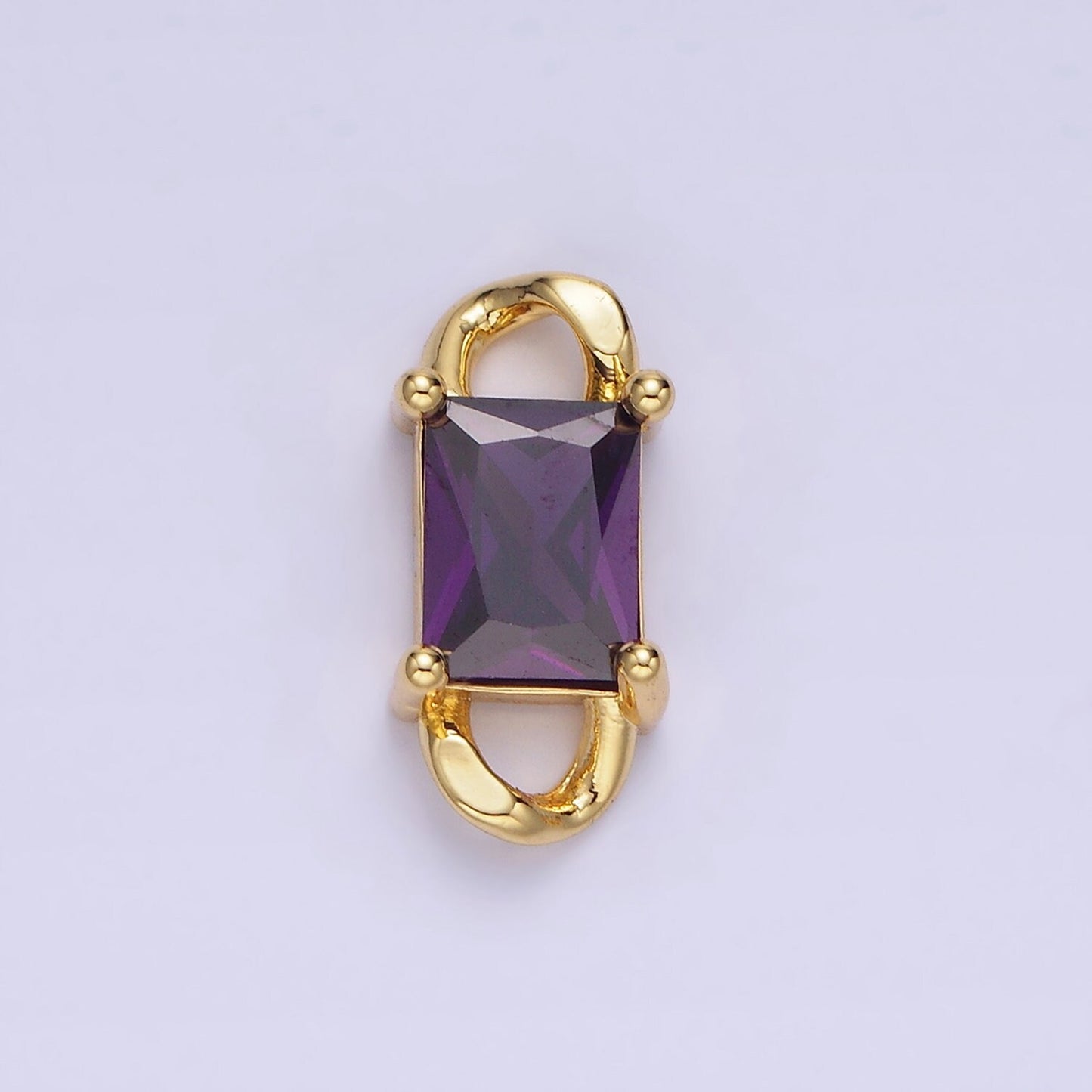 Tiny Rectangle CZ Connector Charm for Necklace Bracelet Birthstone Gold Link Connector for DIY Jewelry making Craft Supplies G274