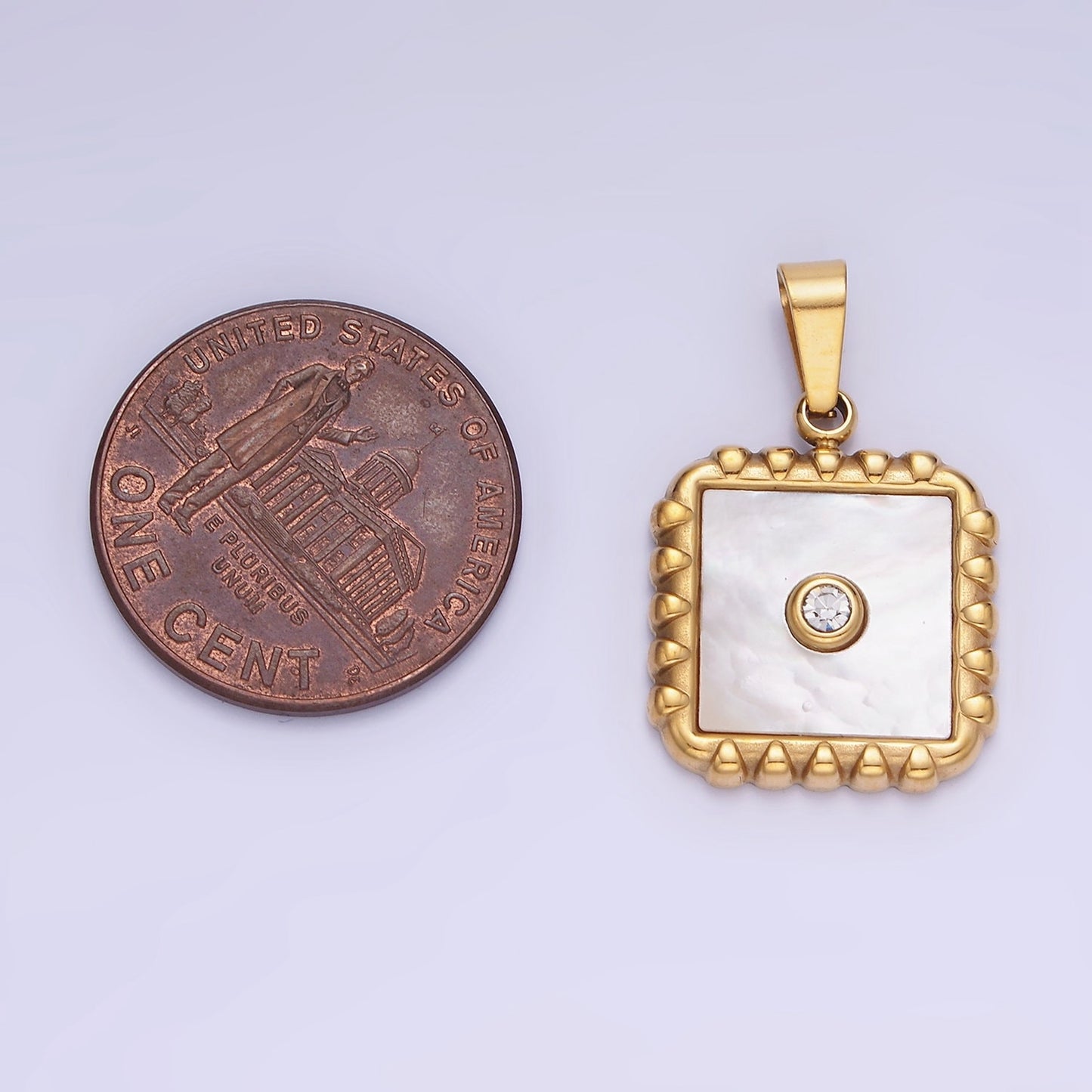 Dainty Gold Stainless Steel Mini Mother of pearl Square Tag Necklace Bracelet Charm Supply for Jewelry Making P1392