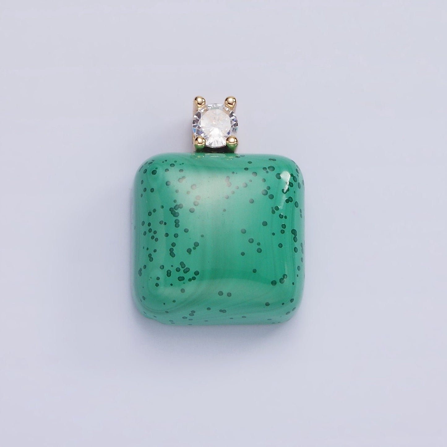 Malachite Square Beads Charms - Brass Beads Pendant Natural Stone gold Filled Pendant for Necklace Component AH134