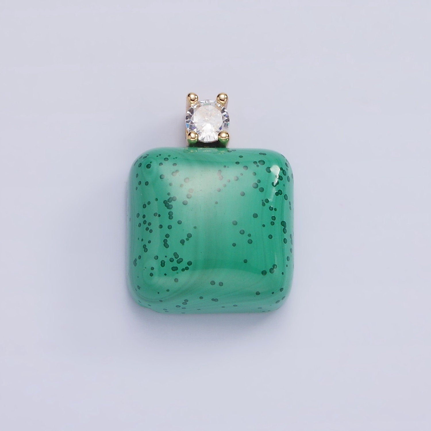 Malachite Square Beads Charms - Brass Beads Pendant Natural Stone gold Filled Pendant for Necklace Component AH134