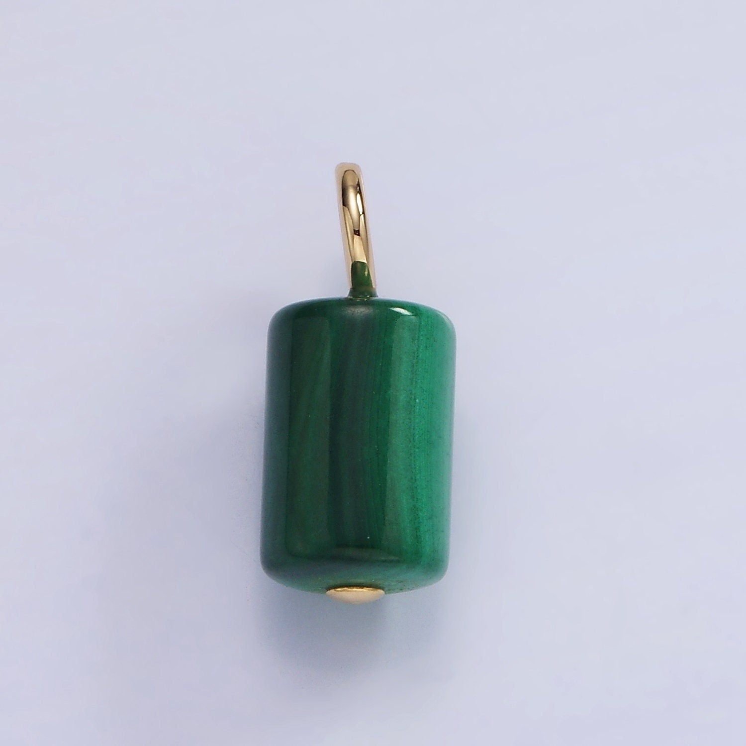 14K Gold Filled 20mm Malachite Gemstone Tube Drop Charm | AG-705