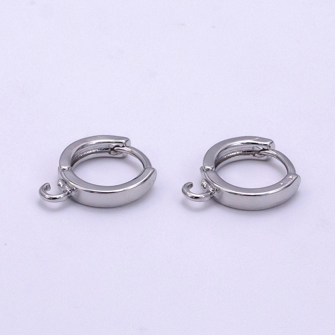 Silver one touch Huggie Earring w/ open link, Lead Nickel free Lever back earring making Component Hoop K-056