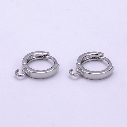 Silver one touch Huggie Earring w/ open link, Lead Nickel free Lever back earring making Component Hoop K-056