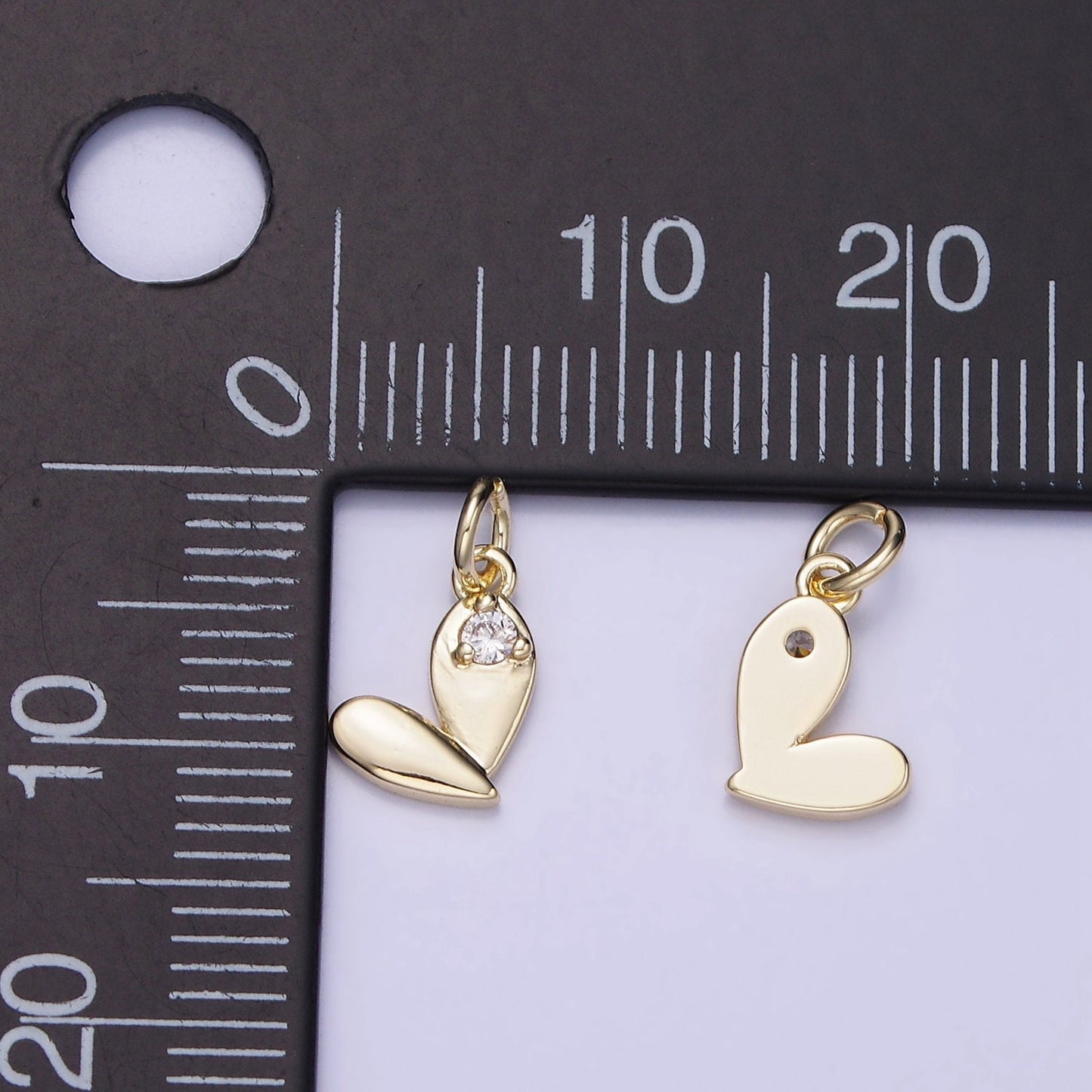 Gold Mini Heart CZ Clear Stone Pendant, Add on Charm Dainty Crystal Cz Stone for Necklace Bracelet Supply | AG661