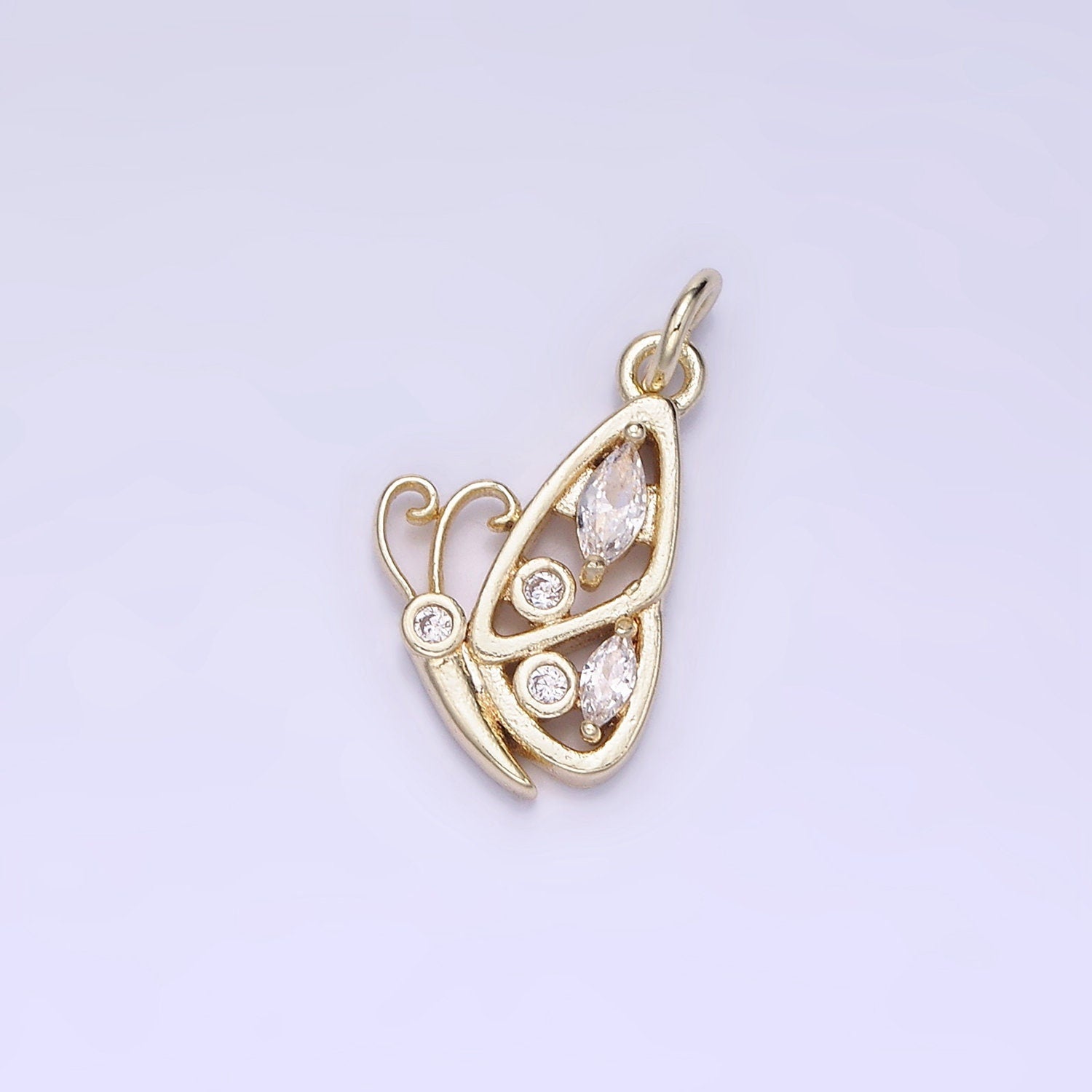 Mini 14k Gold Filled Micro Pave Butterfly Charm, Cubic Zirconia Mariposa Pendant Charm, Charm, For DIY Jewelry AG659