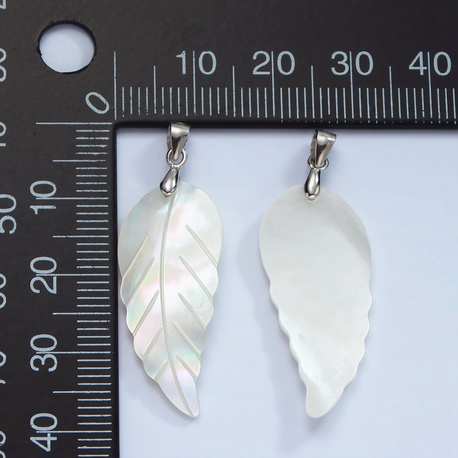 S925 Sterling Silver Shell Pearl Feather Leaf Pendant | SL-465
