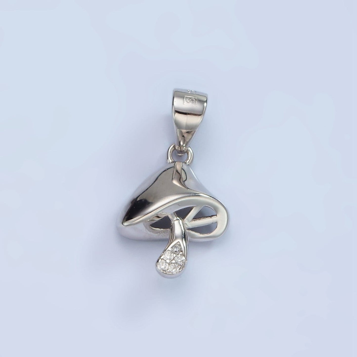 S925 Sterling Silver Micro Paved CZ Mushroom Plant Pendant | SL-454