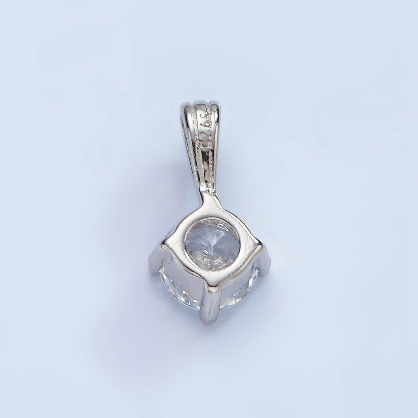 S925 Sterling Silver CZ Clear Round Solitaire Minimalist Pendant | SL-449