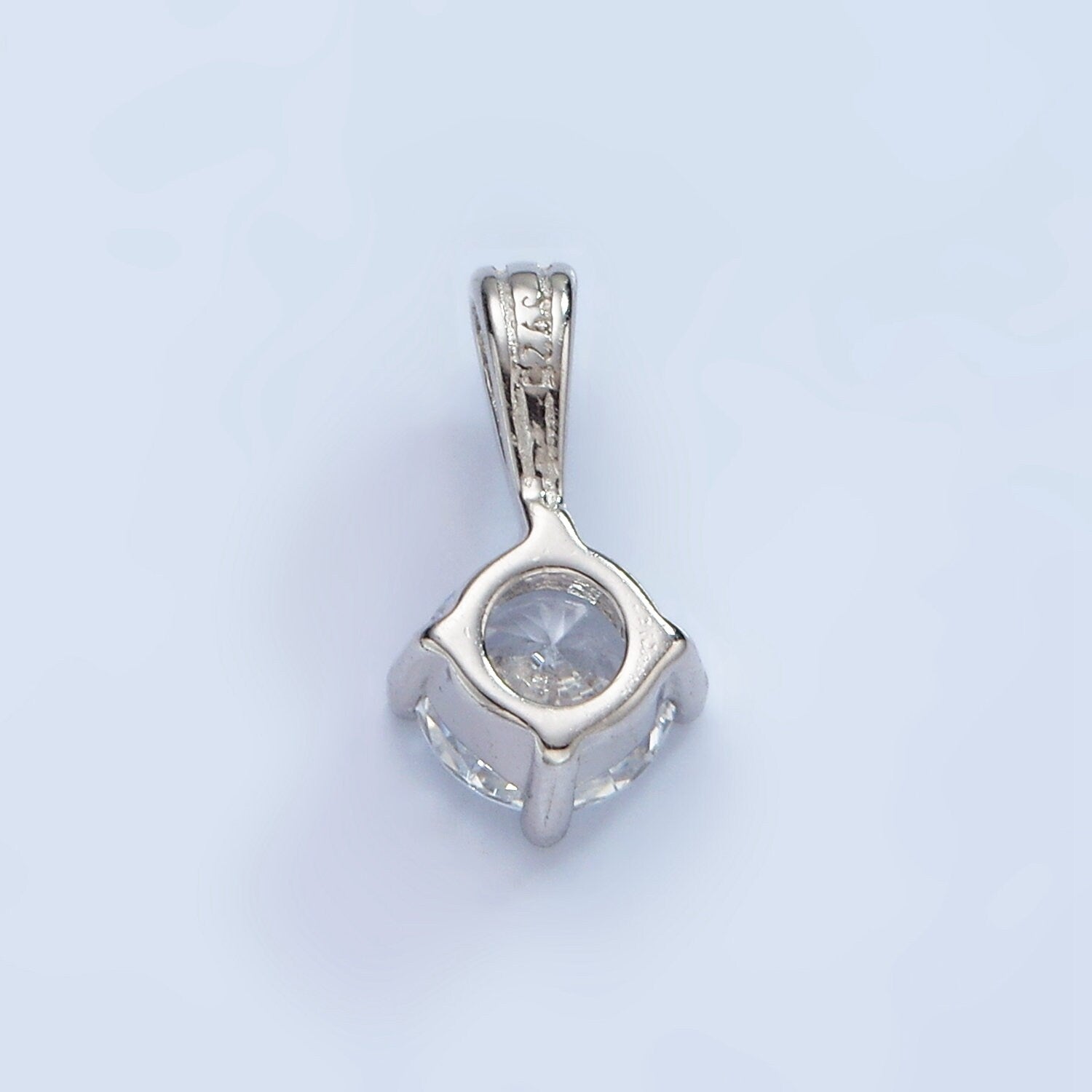S925 Sterling Silver CZ Clear Round Solitaire Minimalist Pendant | SL-449