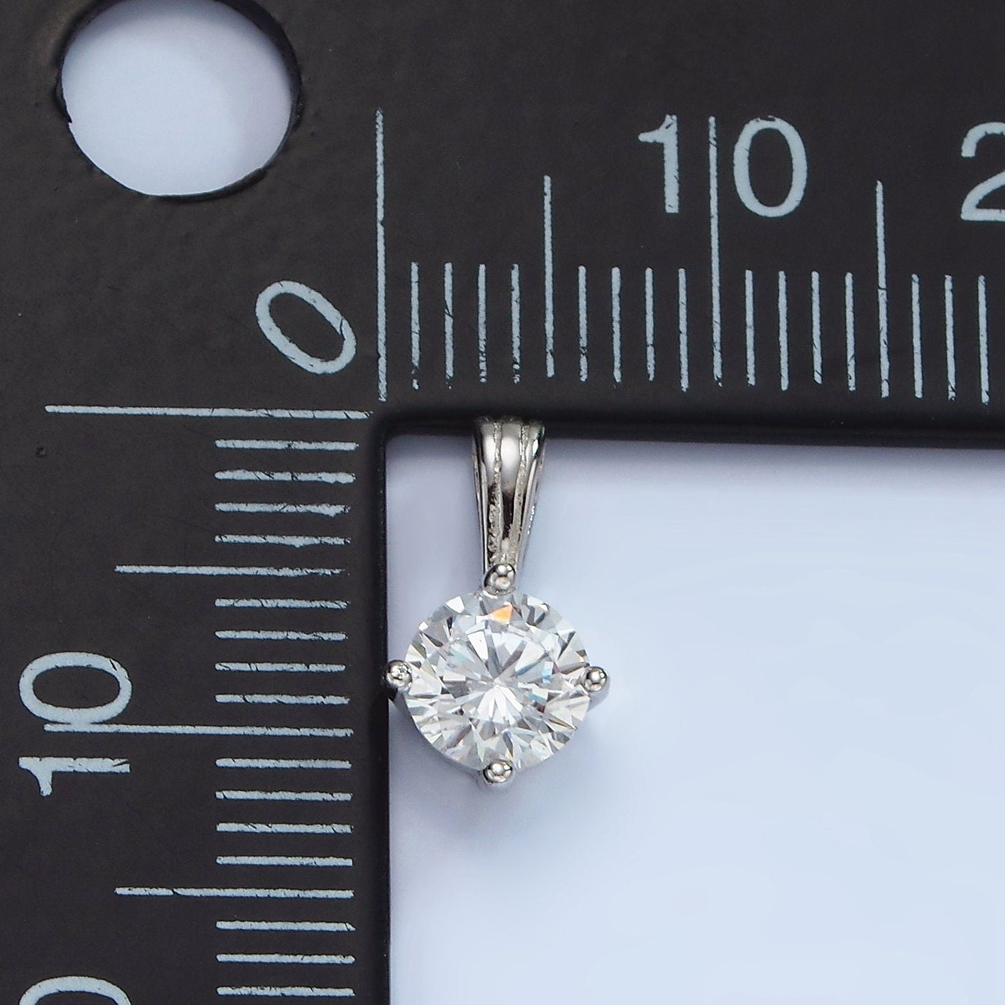 S925 Sterling Silver CZ Clear Round Solitaire Minimalist Pendant | SL-449