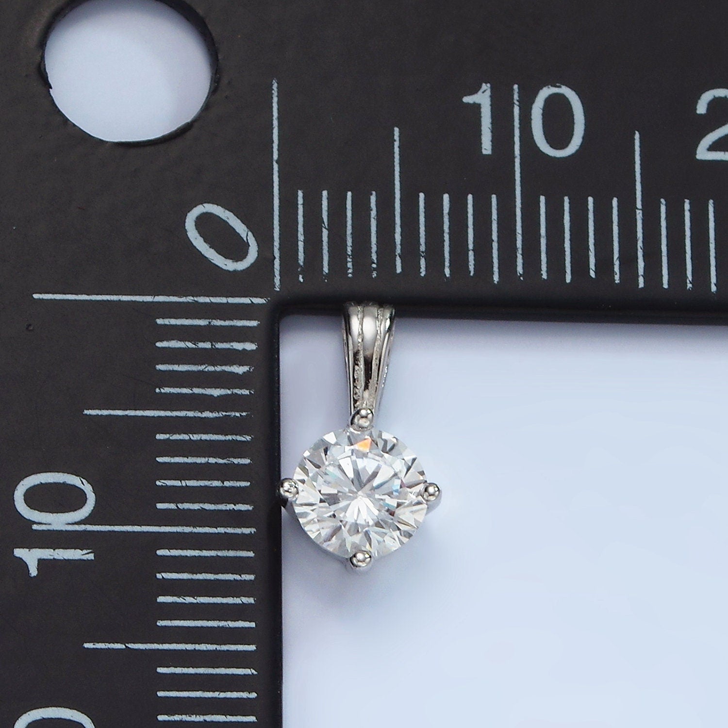 S925 Sterling Silver CZ Clear Round Solitaire Minimalist Pendant | SL-449