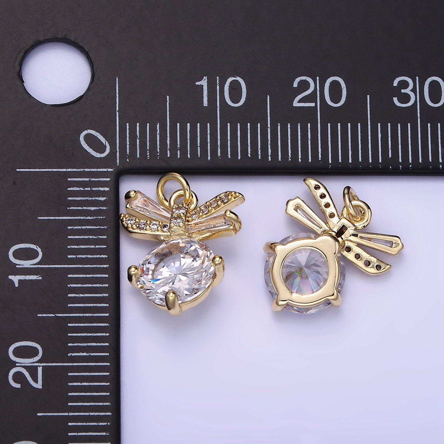 14K Gold Filled Round Bowknot Y2K Charm 10.1mm | AG-677