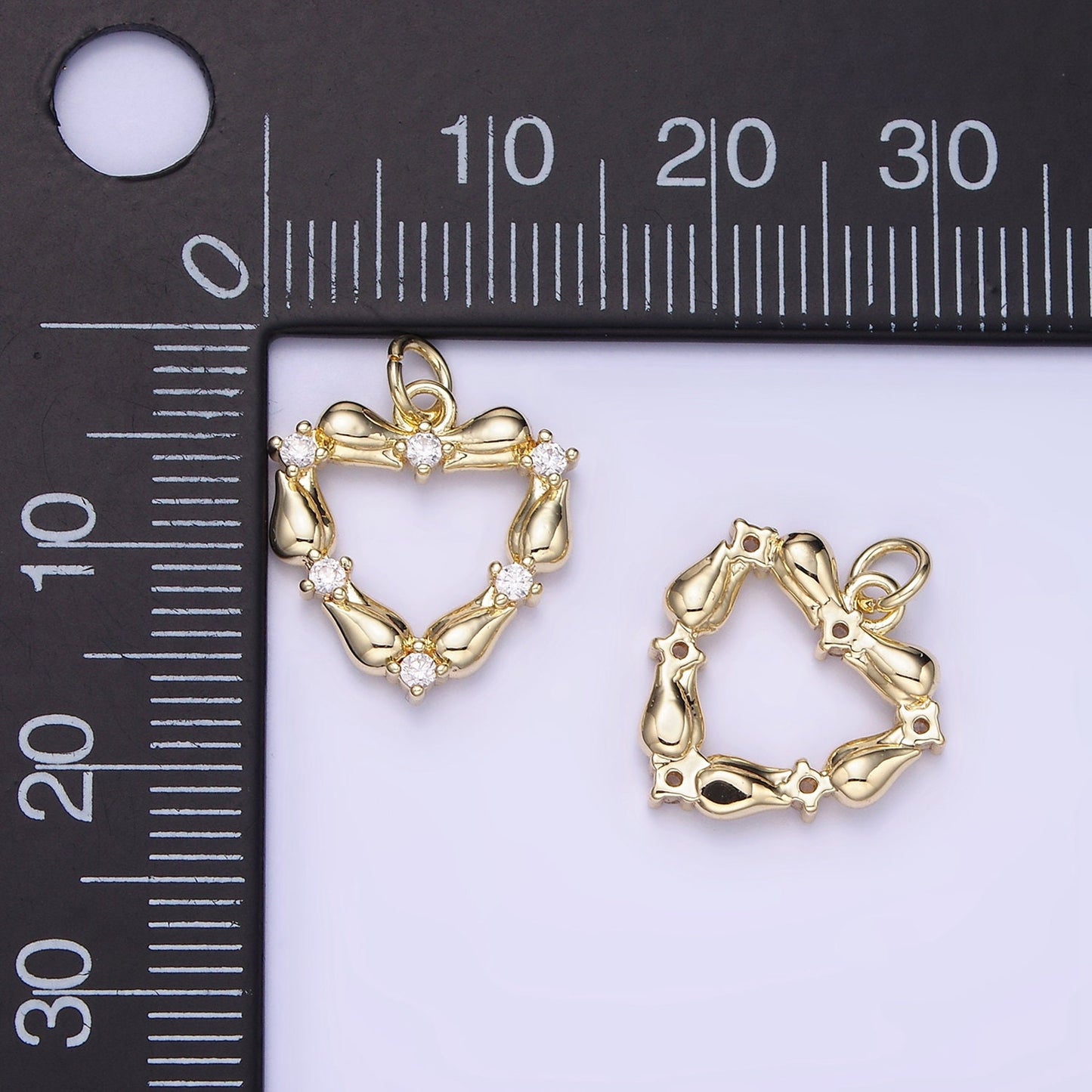 14K Gold Filled CZ Heart Charm | AG-664