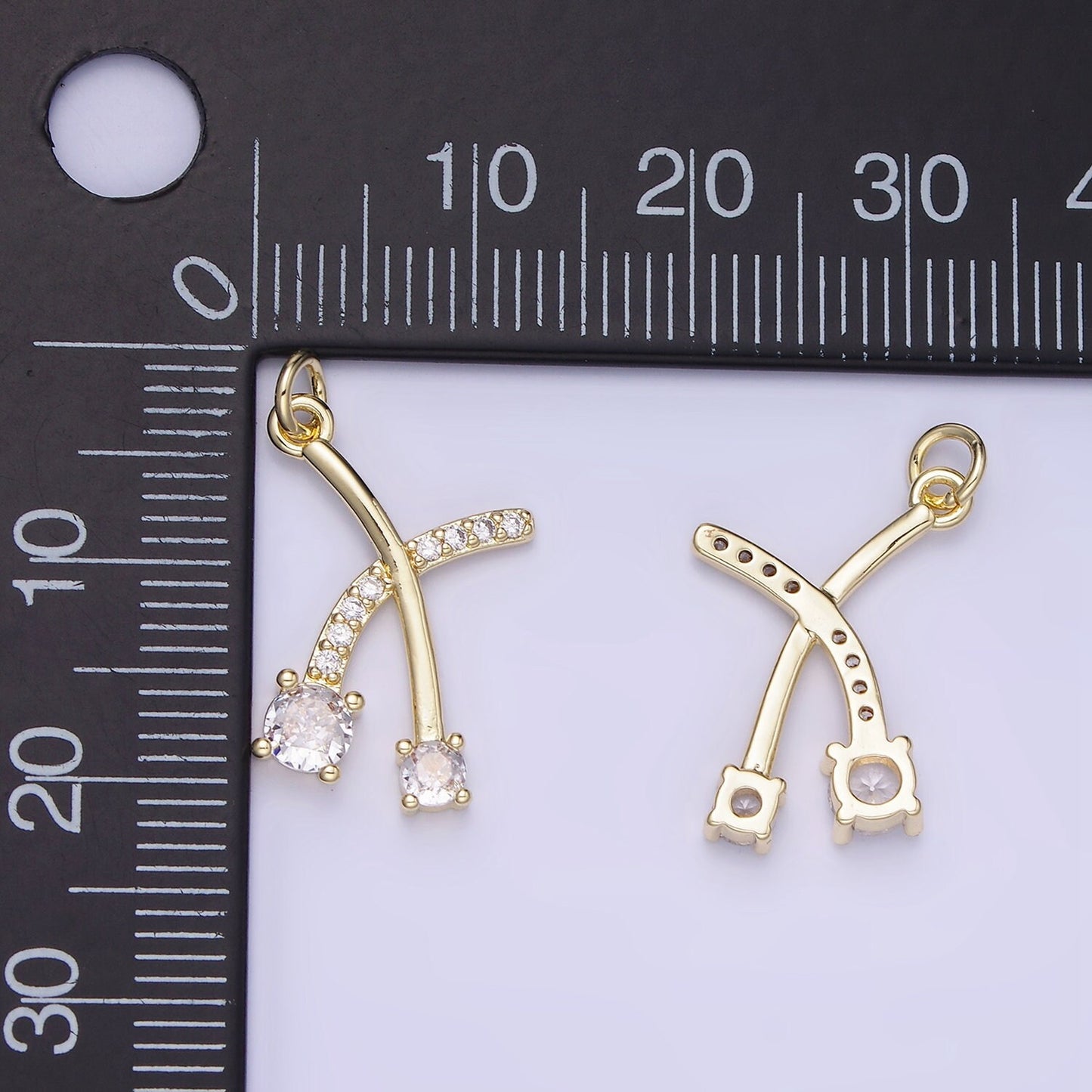 14K Gold Filled X Charm CZ 18mm | AG-654