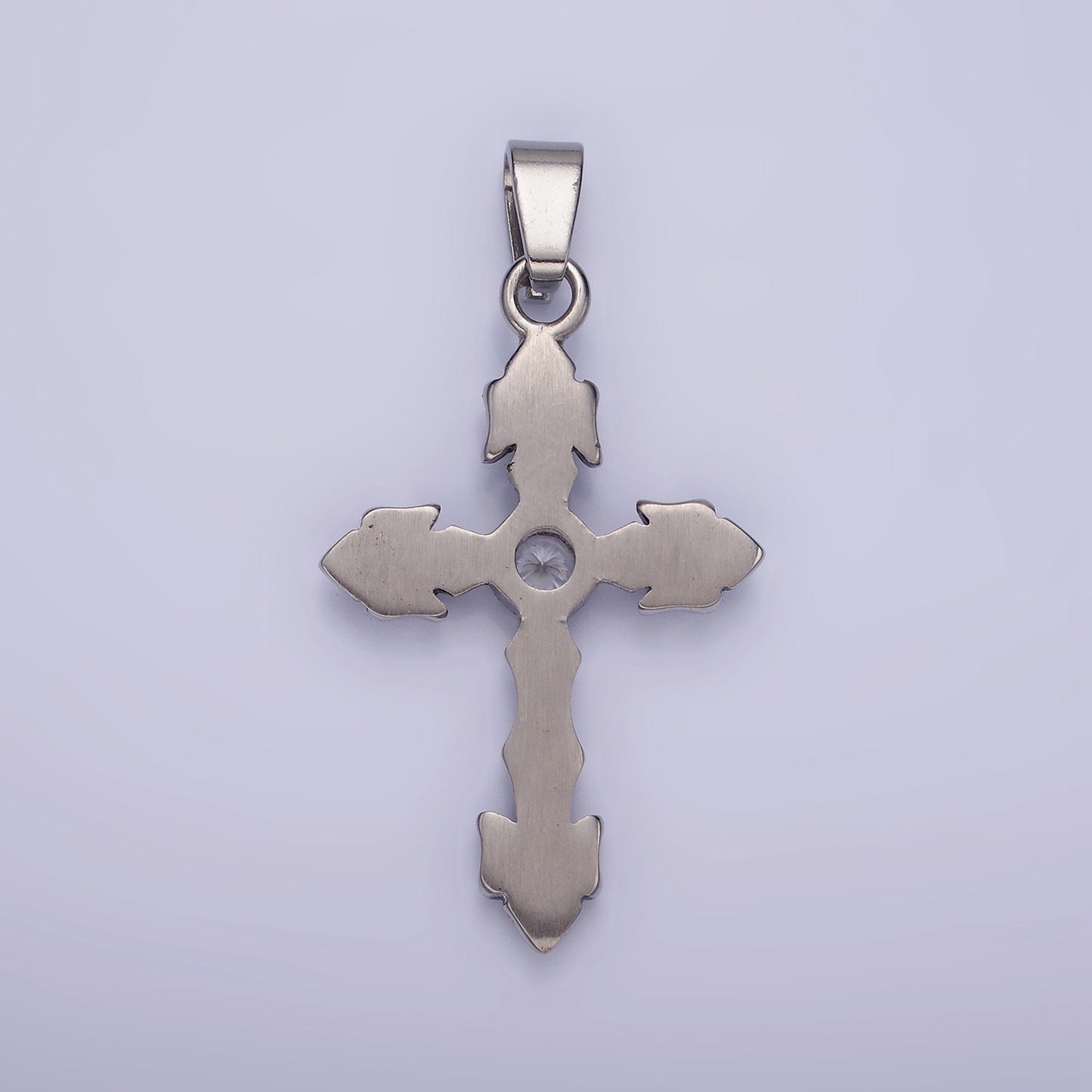 Chunky Cross Charm Stainless Steel Cross CZ Style For Men Jewelry Religious Pendant | P-878