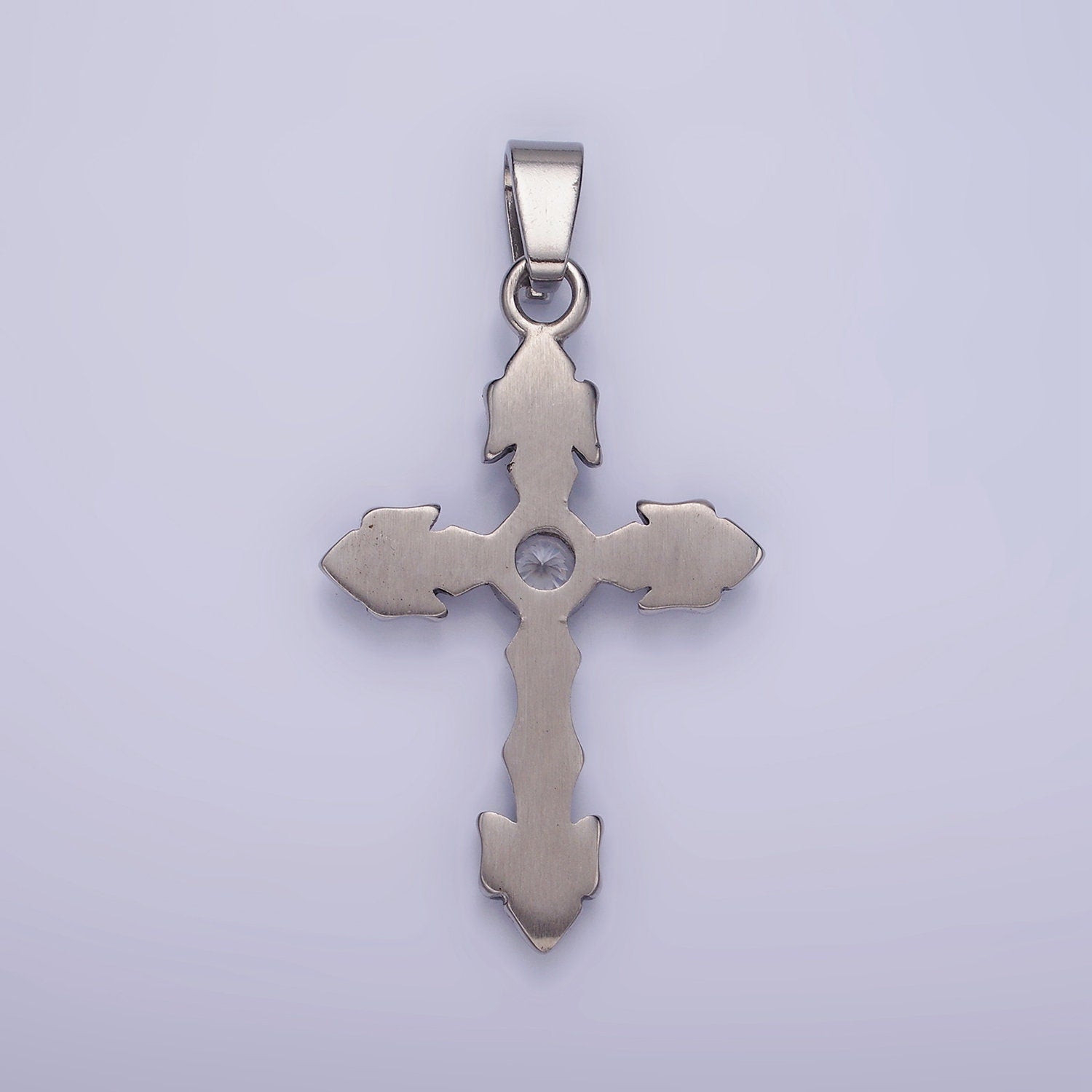 Chunky Cross Charm Stainless Steel Cross CZ Style For Men Jewelry Religious Pendant | P-878